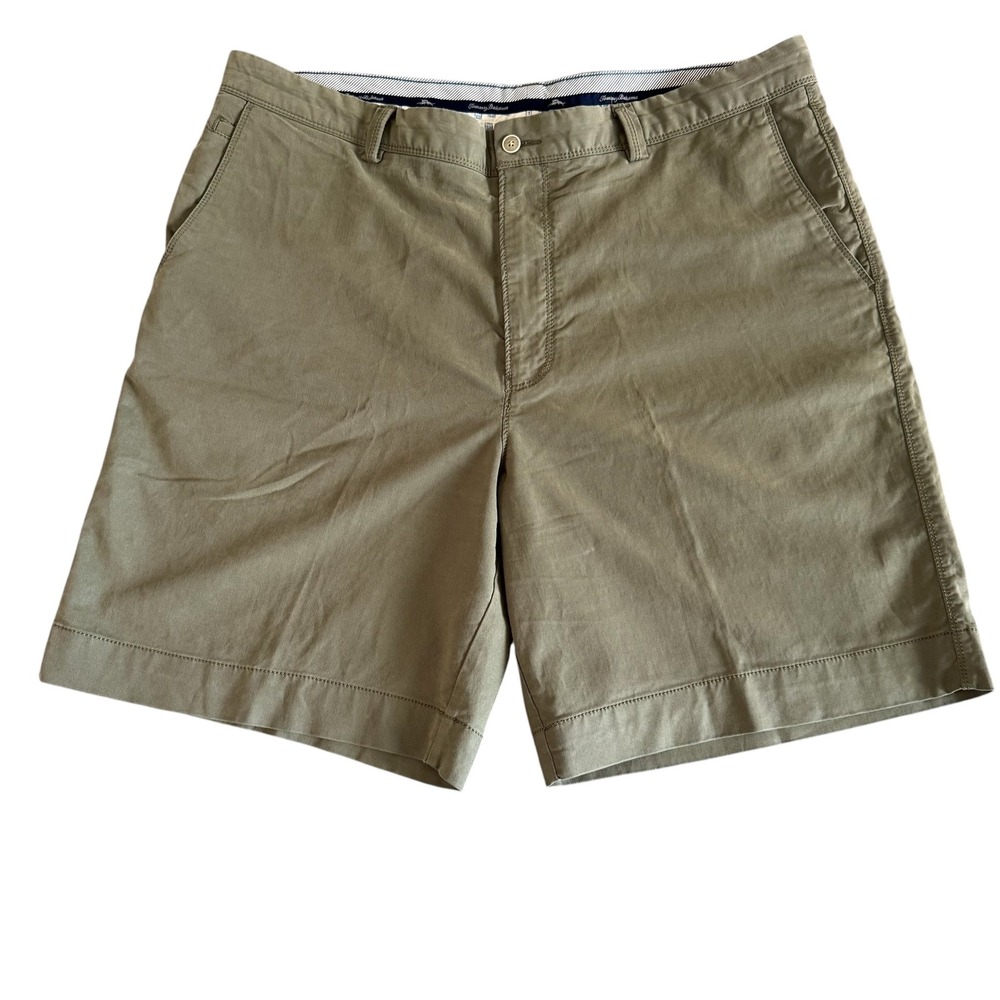 Tommy Bahama 38x8.5 Olive Green Cotton Blend Flat Front Men's Shorts